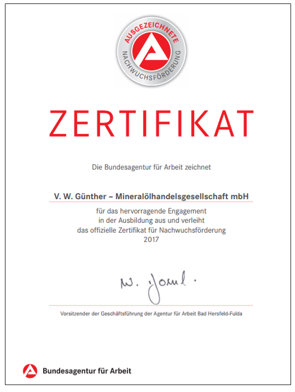 Ausbildungszertifikat
