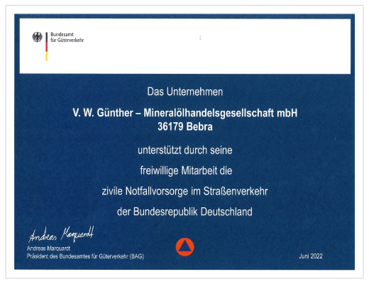 Urkunde Bundesamt für Güterverkehr